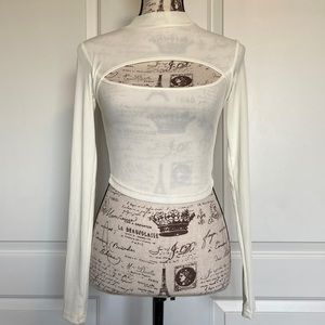 HIGH NECK CUT OUT FRONT CROP TOP